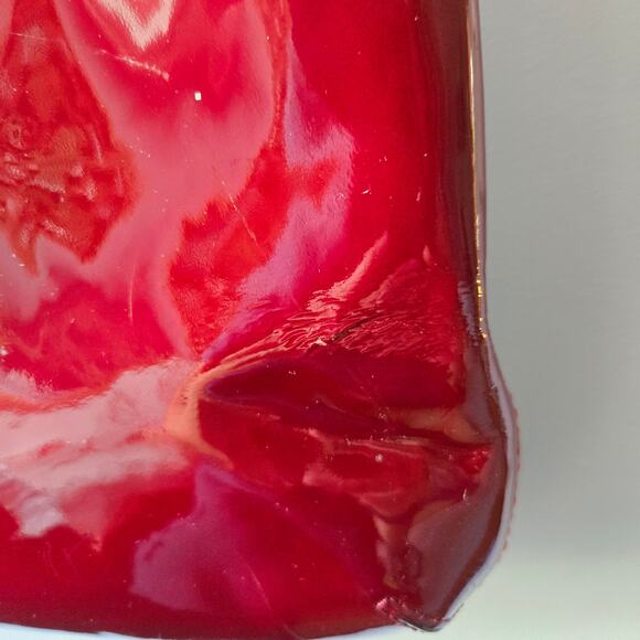 Coach Poppy Embossed Crimson Patent Leather Chain Strap Slim Tote Shoulder Bag - Picture 5 of 10